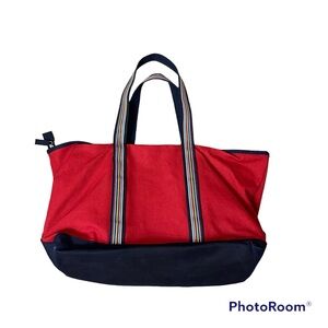 Red & Navy Amanda Smith Tote Bag with Rainbow Handles